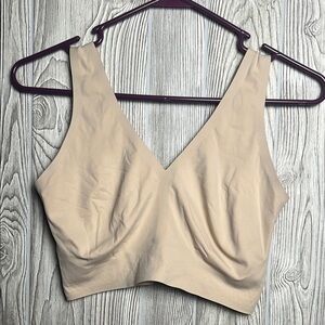 Beige V-Neck invisibly soft bra no pads size Xl
